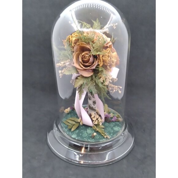 Natural Freeze Dried Rose Floral Arrangement In Glass Cloche 9" - Picture 12 of 12